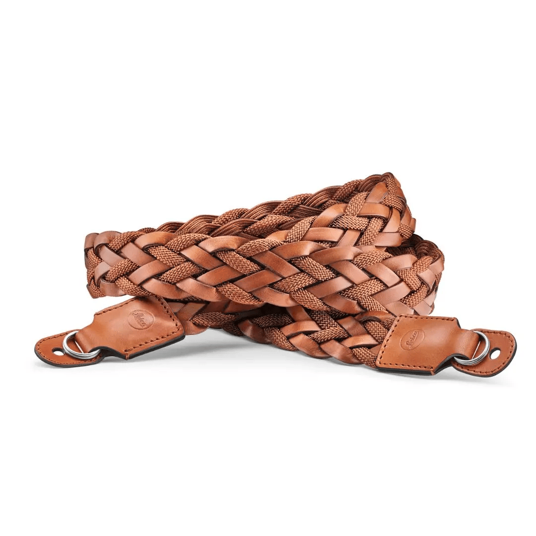 Leica 라이카 Carrying Strap, Flat Braided Rayon & Leather cord, cognac