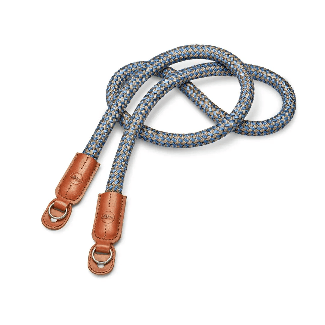 Lieca 라이카 Carrying Strap, Round Braided Rayon & Leather cord, cognac, denim blue